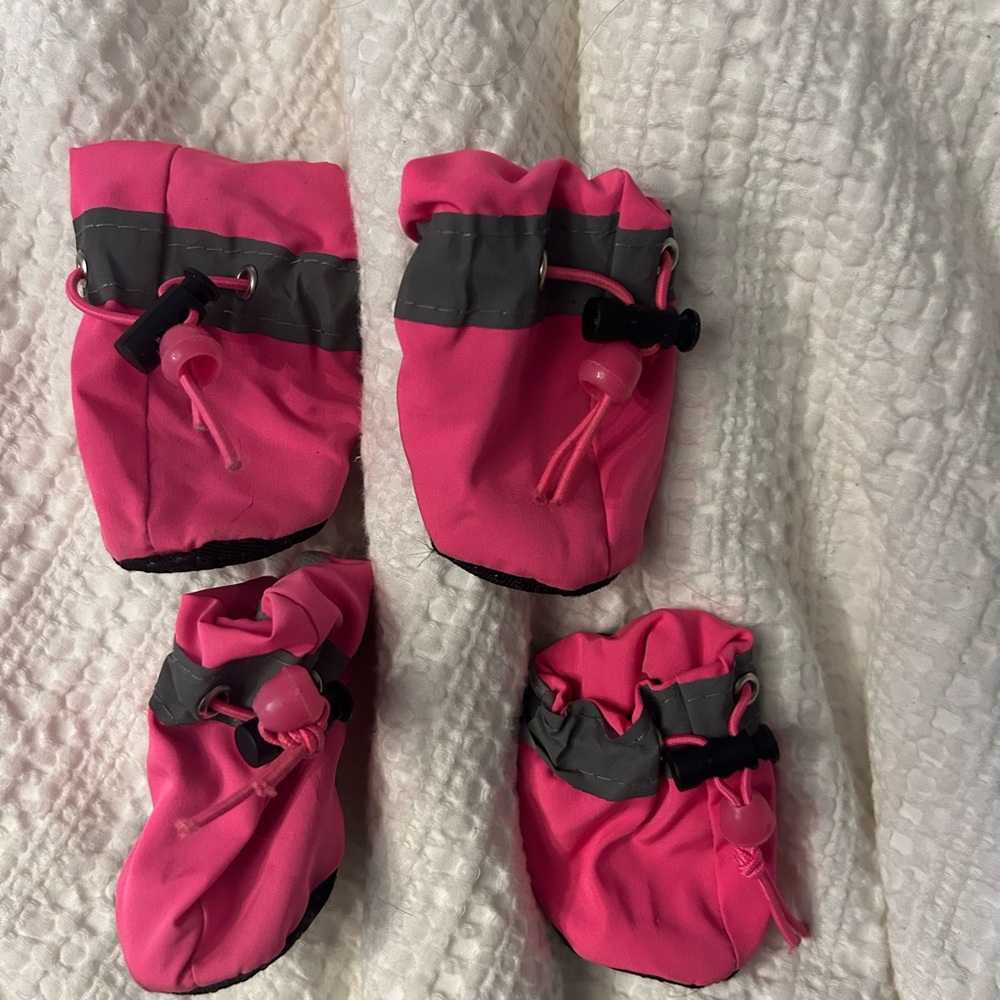 Pink and Gray Dog Booties